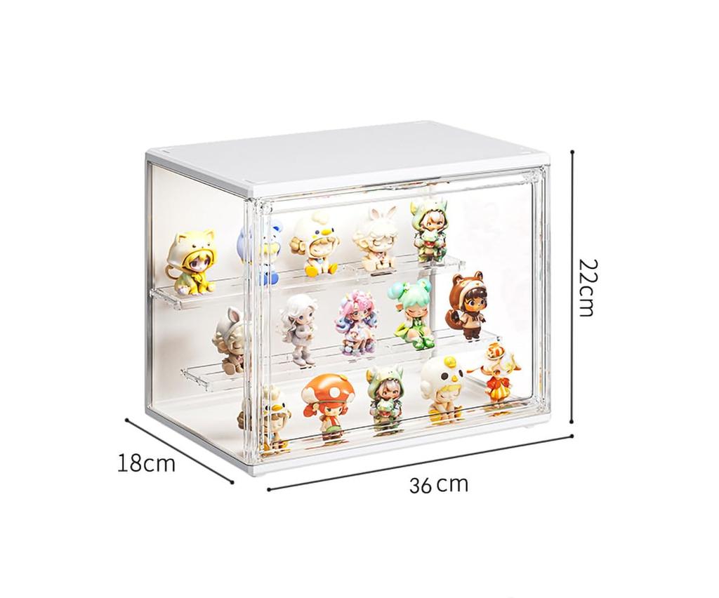 Figure Display 36cm Wide x 18cm Deep x 22cm Clear Display Case with UV LED Removable Magnetic Easy Large Acrylic Storage Case, High, Protection,