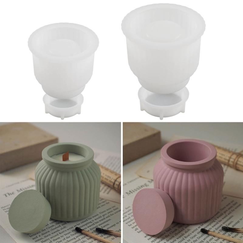 Matriță Siliconică DIY Rășină Epoxidică Matriță Borcan Silicon cu Capac Cutie Bijuterii Suport Lumânare Matriță Consumabile DIY Matrițe Suport Lumânare