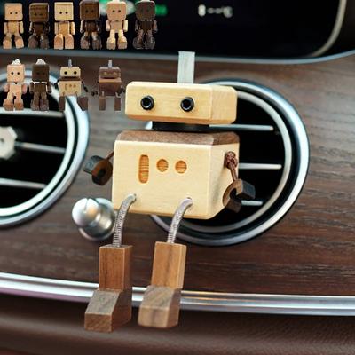 Shaking Wooden Man Figurine Multi-Purpose Funny Wood Desktop Decor with Clips Creative Handcrafted Statue Car Ornaments