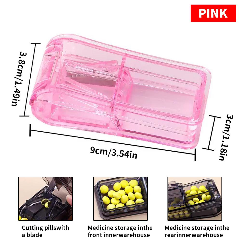 

1PC multifunctional 2-in-1 all in one medicine dispenser, tablet divider, creative home portable and convenient medicine cutter рожевий