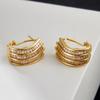 Vintage Exquisite Stylish Bright Zircon Gold Color Earrings for Women Simple Elegant Daily Wear Party Jewelry Gift Accessories