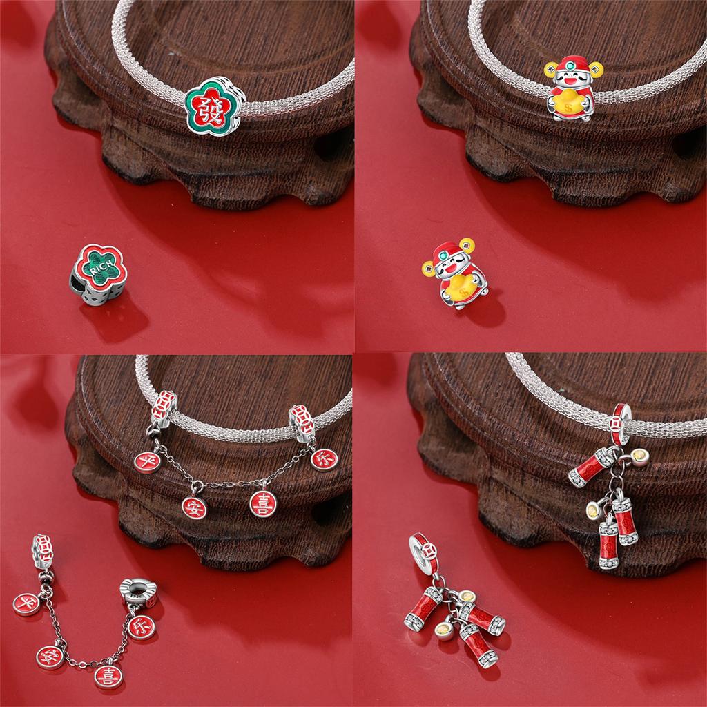 Winter Newcopper Chinese Wind Snake Series Charms Fit Original 4Mm Aperture Bracelet Charm Beads Diy Female Jewelry