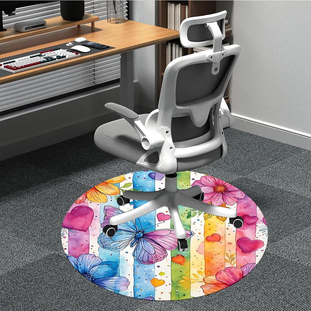 

1pc Rainbow Butterfly Chair Carpet for Office, Soft Flannel Throw Mat, Perfect for Office, Holiday Party Decoration Choice yy260320110 80cm by 80cm