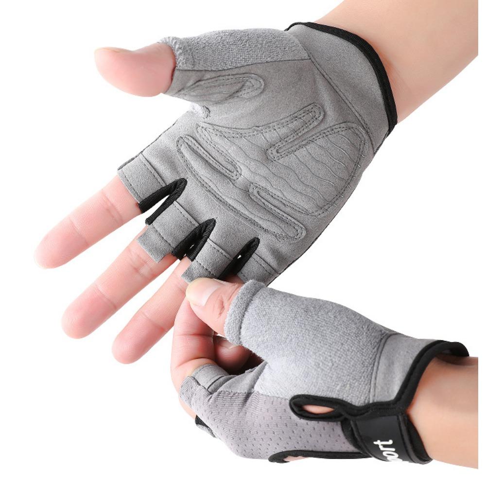 

Фитнес спортивные перчатки мужские и женские для езды на открытом воздухе, с половиной пальцев, нескользящие, защита рук, йога, дышащие, противоударные велосипедные перчатки XL светло-серый