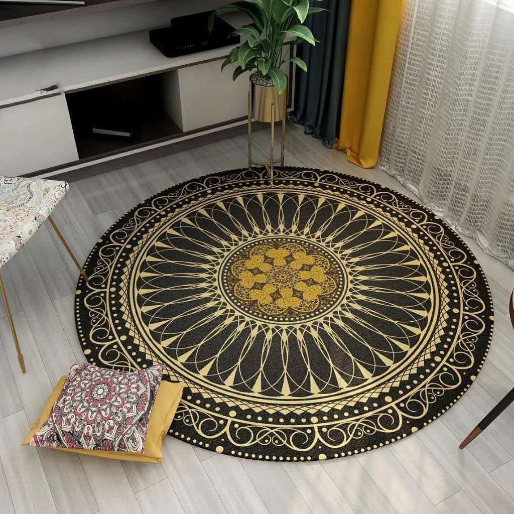 Ethnic Mandala Circular Carpet Non Slip Floor Mat for Living Room Bedroom Decor Washable Sofa Chairs Area Rugs Home Decorations