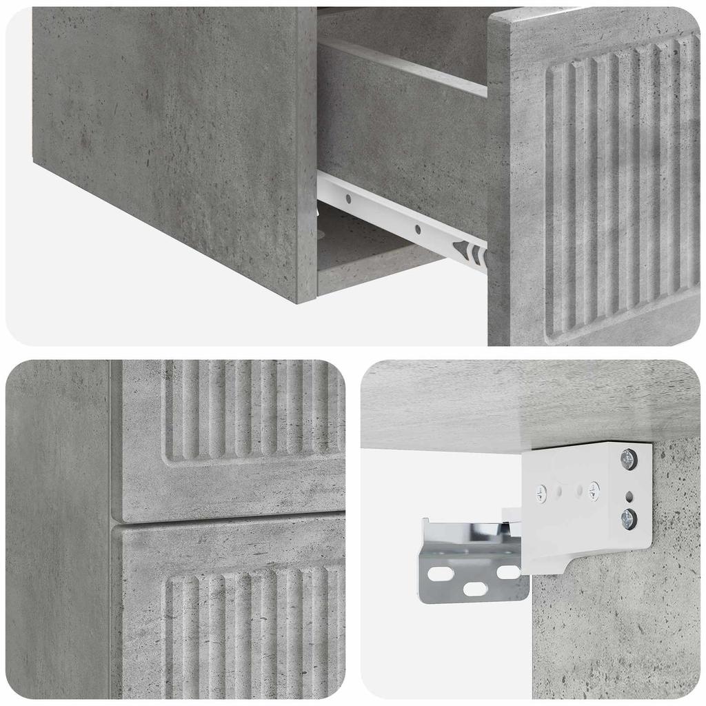 Wall Mounted Nightstand Concrete Grey 33 x 34.5 x 40 cm