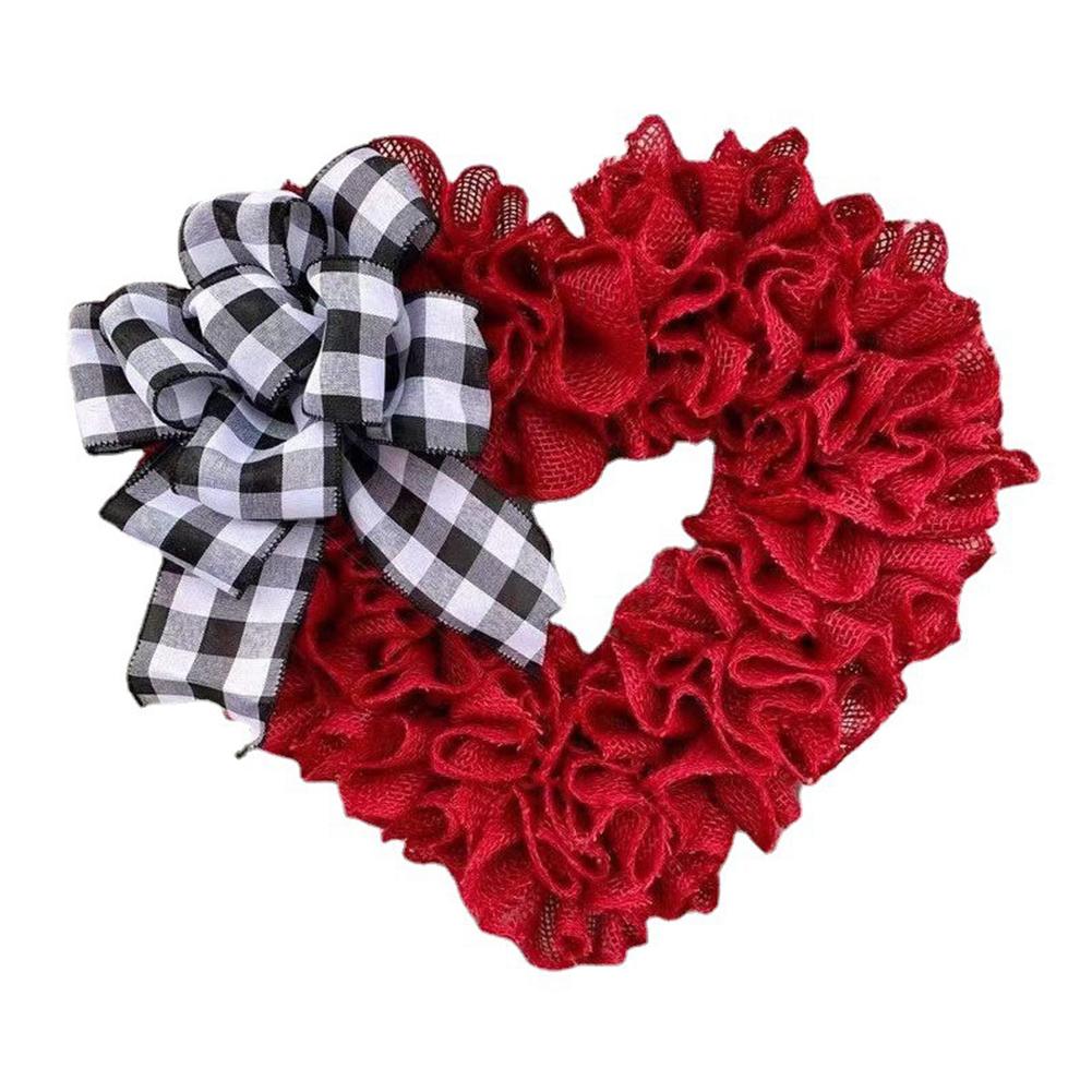 

15.7inch Love Heart Door Wreath Red Wreath Decoration Valentine Day Heart Wreath Artificial Heart Wreath Wedding Party Supplies