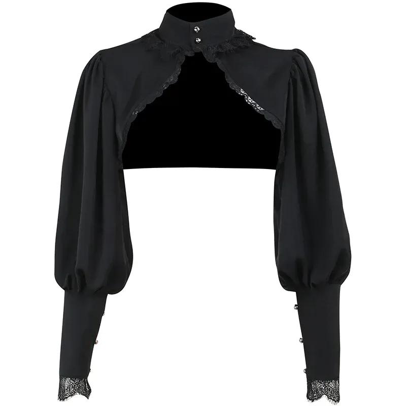 Lace Gothic Black Short Steampunk Crop Jacket Kawaii Vintage Gorgeous Palace Blouse Women Party Bolero Victorian Coat Corset