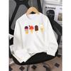 Kids Crewneck Long Sleeve Sweatshirt,Cute Cartoon Ice Cream Characters Print