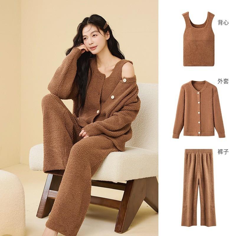 Womens Soft Fleece Pajama Set Long Sleeve Top Pants Warm Cozy Sleepwear Fall Winter Home Or Light Outdoor Wear