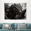 2D Majestic Dragon Design Black Dragon Background Printed Tapestry Fantasy Art Room Dormitory Home Decoration