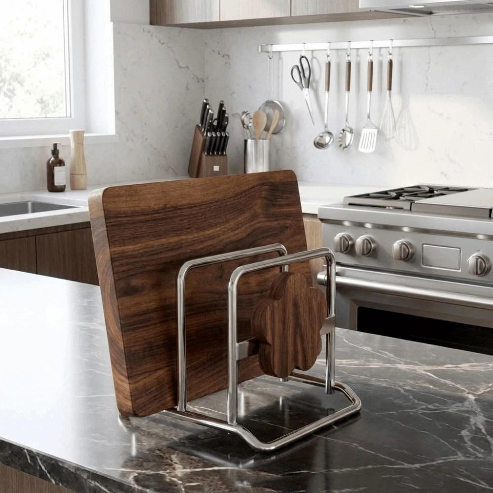 Stable Cutting Board Rack Vintage Style Countertop Draining Storage Shelf for Kitchen