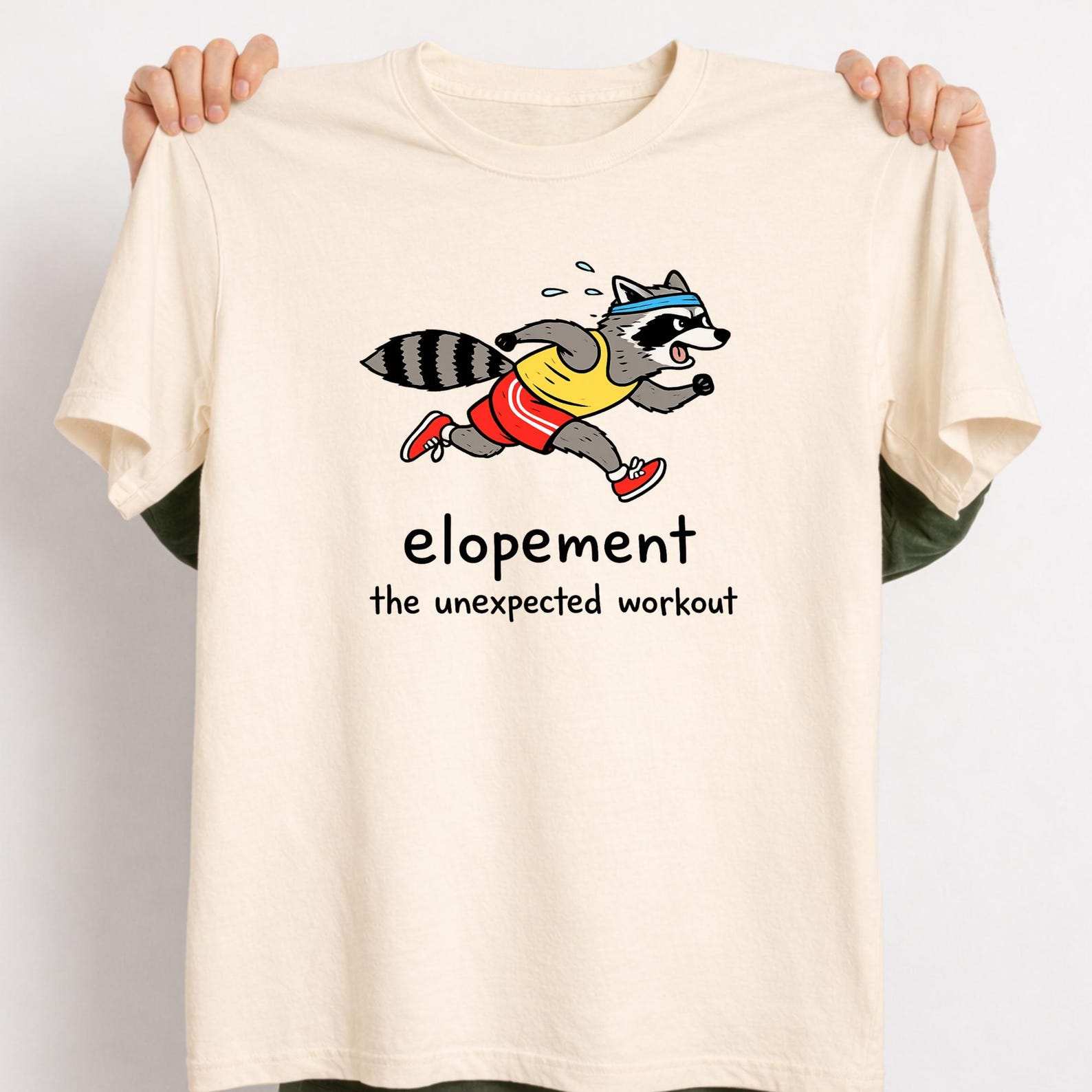 Raccoon Elopement The Unexpected Workout Shirt, Autism Special Education Humor Tee M