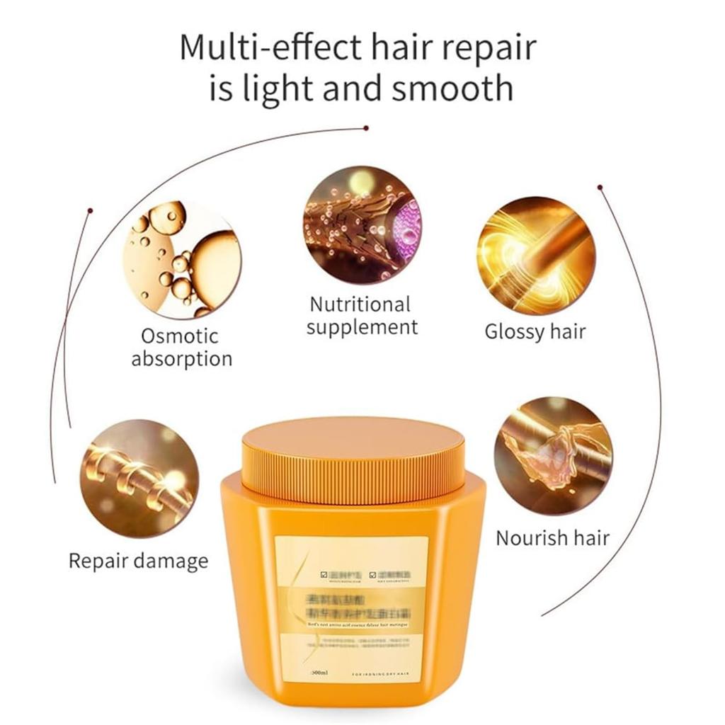 Crème protéinée nourrissante de luxe pour cheveux Amino, après-shampooing hydratant pour les cheveux Amino, masque capillaire réparateur 500 ml, crème capillaire