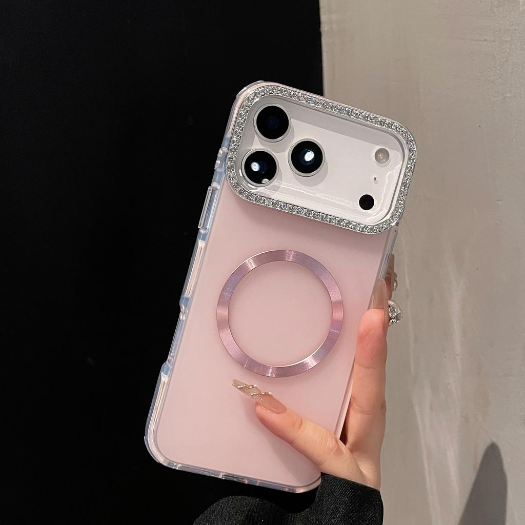 Luxury Bling Glitter Diamond Lens Frame Magnetic Phone Case For IPhone 17 16 15 14 13 Pro Max Plus Soft Silicone Phone Cover