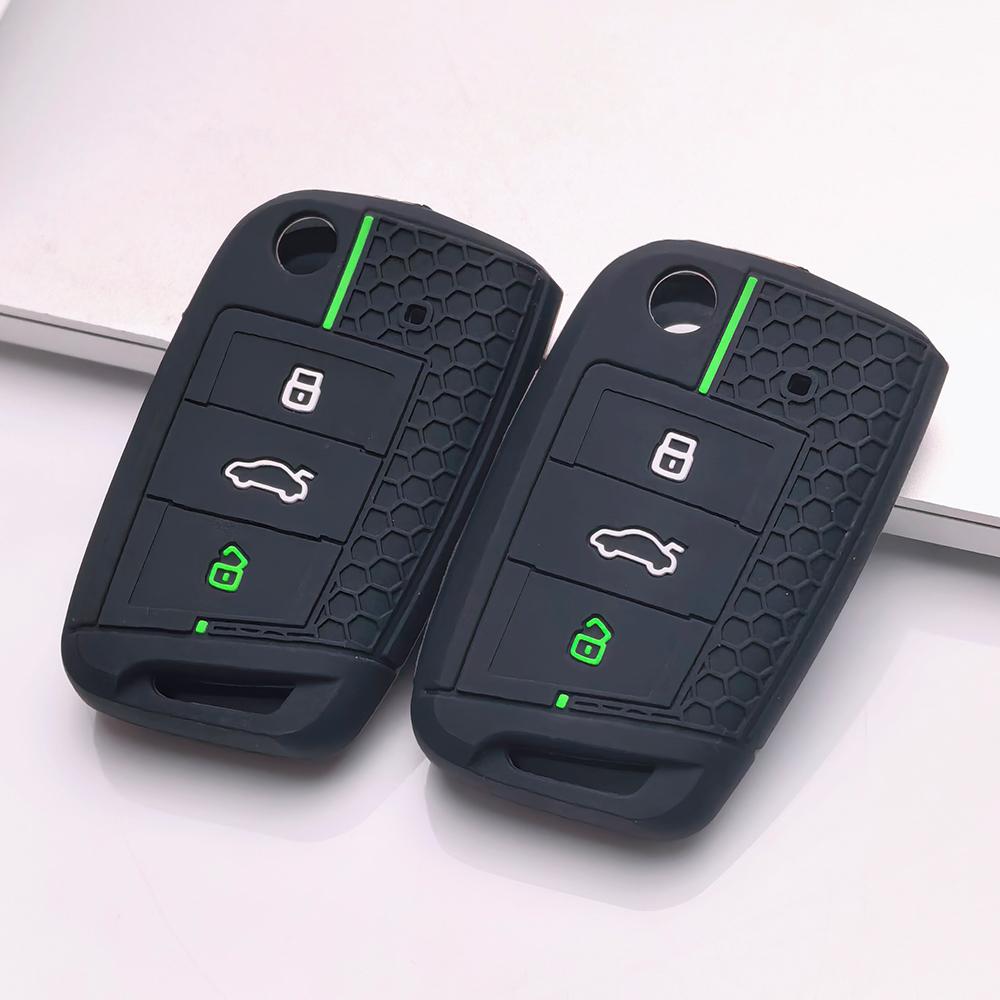 Key Fob Cover for VW Golf Tiguan Passat Polo Octavia A7 Mk7 Mk2 B8 Anti-Scratch Surface Shockproof Structure Soft Grip Texture Easy Install Design