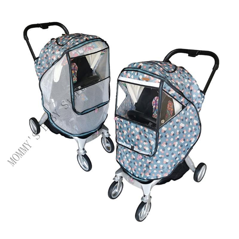 H3CD Breathable Baby Strollers Cover with Insect Net Windproof Weather Shield Pushchair Cover Strollers Accessory