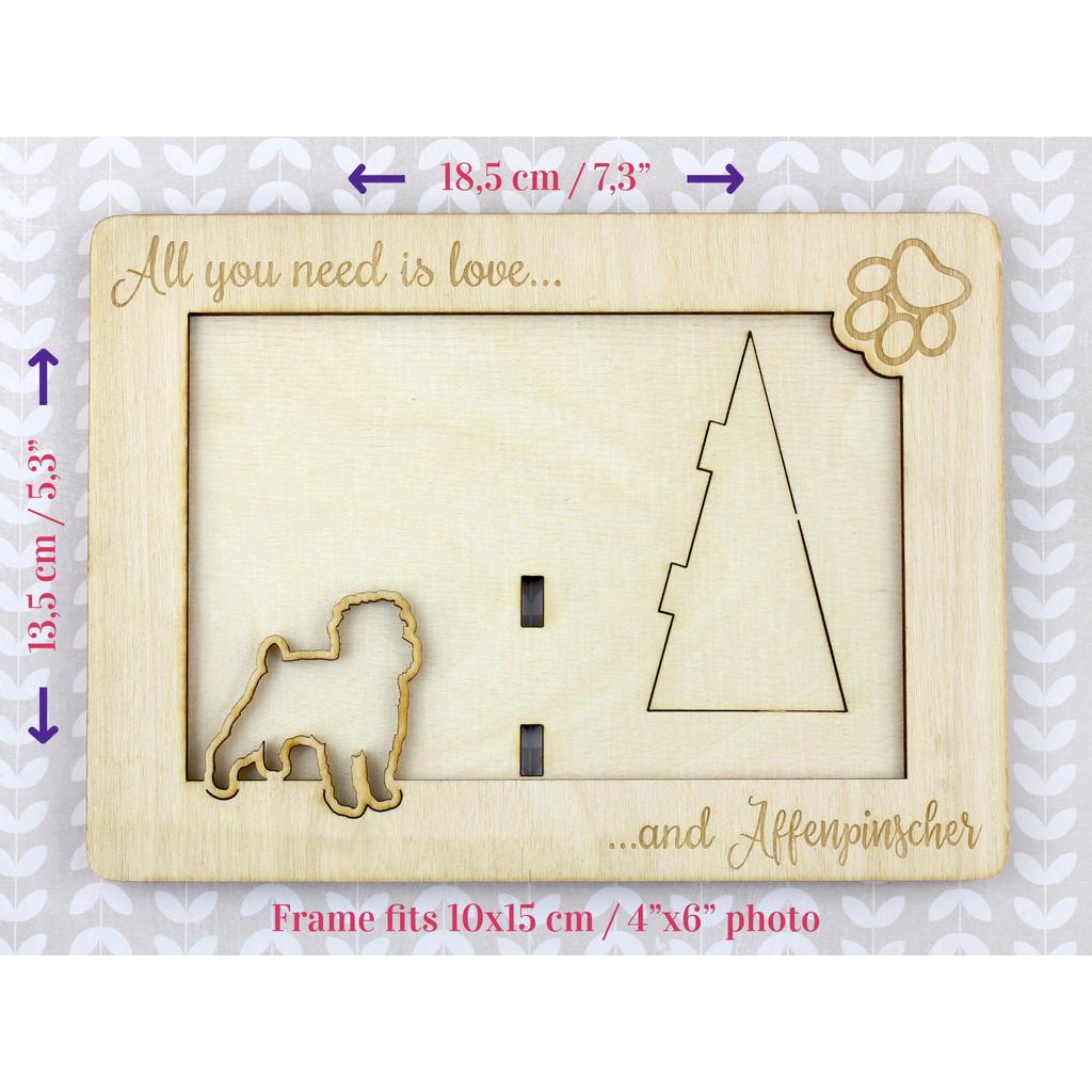 Affenpinscher, Affen, Affie - Photo frame, engraved wooden frame, a lovely gadget for the dog lover by Art-Dog