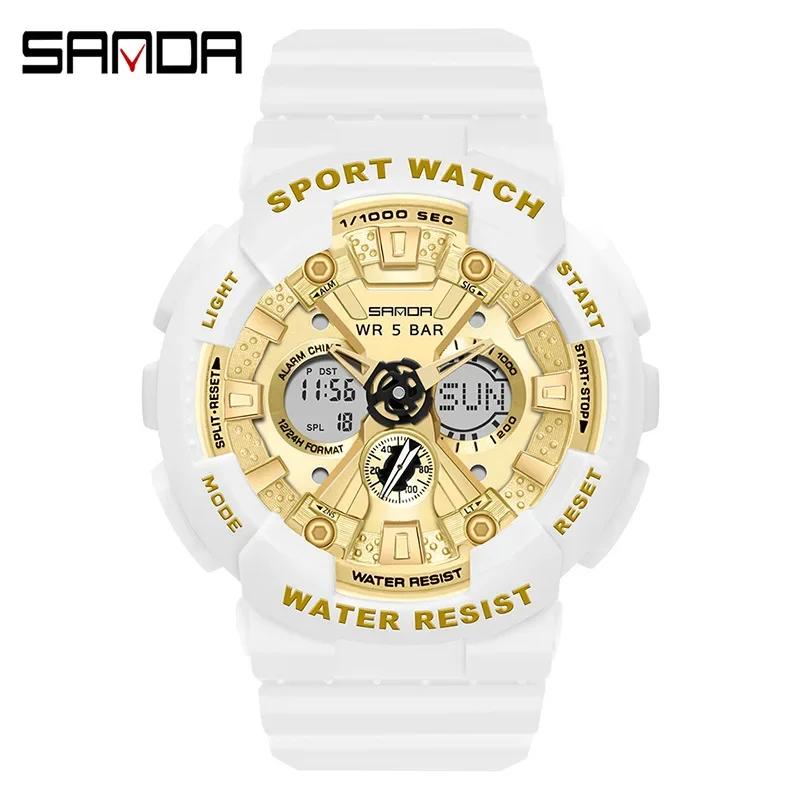 SANDA 6068 Watch ZSK FEMALE ELECTRONIC WATCH Middle School Student Sports Personality Trend Double Watch Temperament