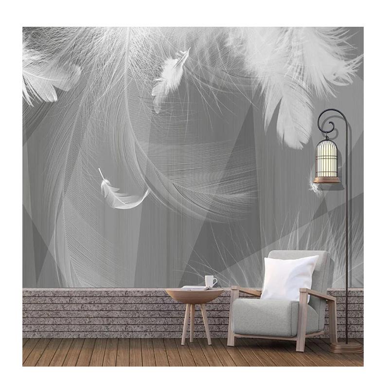 

Обои Черно-белые Серые 3d Геометрические Белое Перо Арт Фреска Современная Гостиная Спальня Настенные Обои Домашний Декор 200 cm(W) x 140 cm(H)