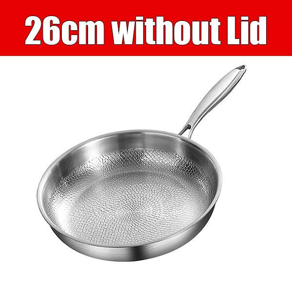 

3-layer Stainless Steel Hammered Frying Pan Pro with Lid Professional Chef s pan with Ergonomic Handles Suitable for All Stove