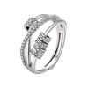 Women Spinning Zircon Five Ring Adjustable Open Band Lucky Rotating Circle Jewelry Fashion Elegant Gift