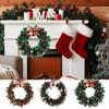 Outdoor Christmas Wreath Red Green Strips Bow Red And Green Strips Christmas Decorations Wreath For Winter Festival New Year