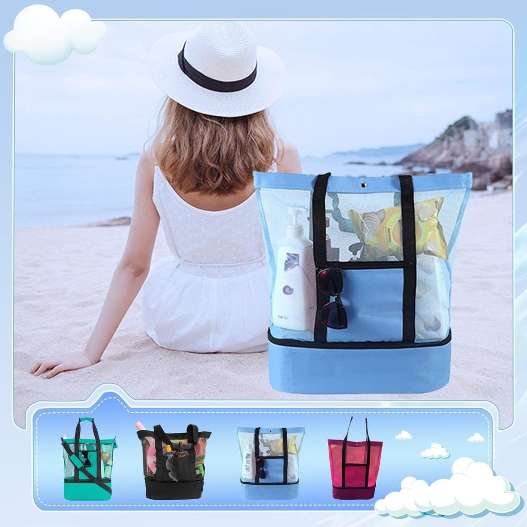 Picknicktasche für die Reise im Freien, Wärmedämmung und Frischhalte-Eisbeutel für den Strand, Netz-Strandtasche, kreativer multifunktionaler Eisbeutel