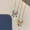 Small Bell Ruyi Longevity Lock Necklace Woman Simple Ins Round Pendant Necklaces Girl Party Jewelry Holiday Gifts