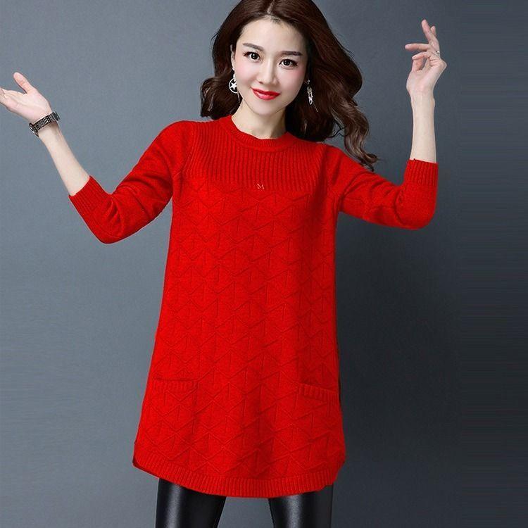 

Женский свитер Осень Зима Пуловер Корейский Свободный С Длинным Рукавом Вязаный Свитер Средней Длины Свитера Женская Одежда Топы 2XL
