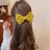 Winter Retro Bow Banana Clip For Women Elegant Velvet Large Ponytail Twist Clip Hairgrip Hairpins Barrettes Hair Accessories