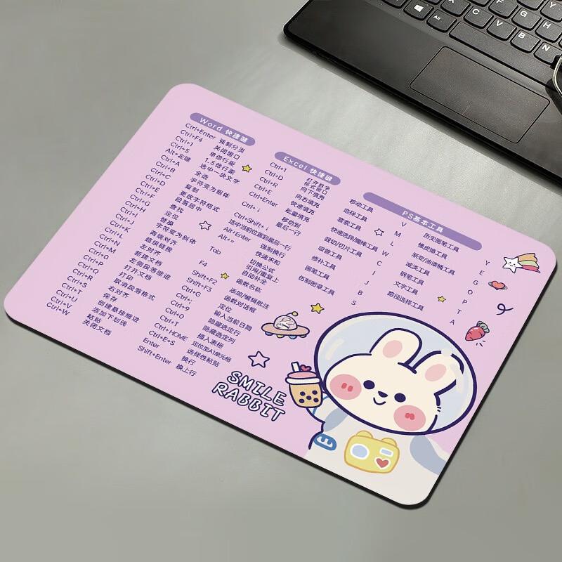 Fumade Thickened Rubber Desk Mat with Shortcut Keys & Astronaut Rabbit Decor