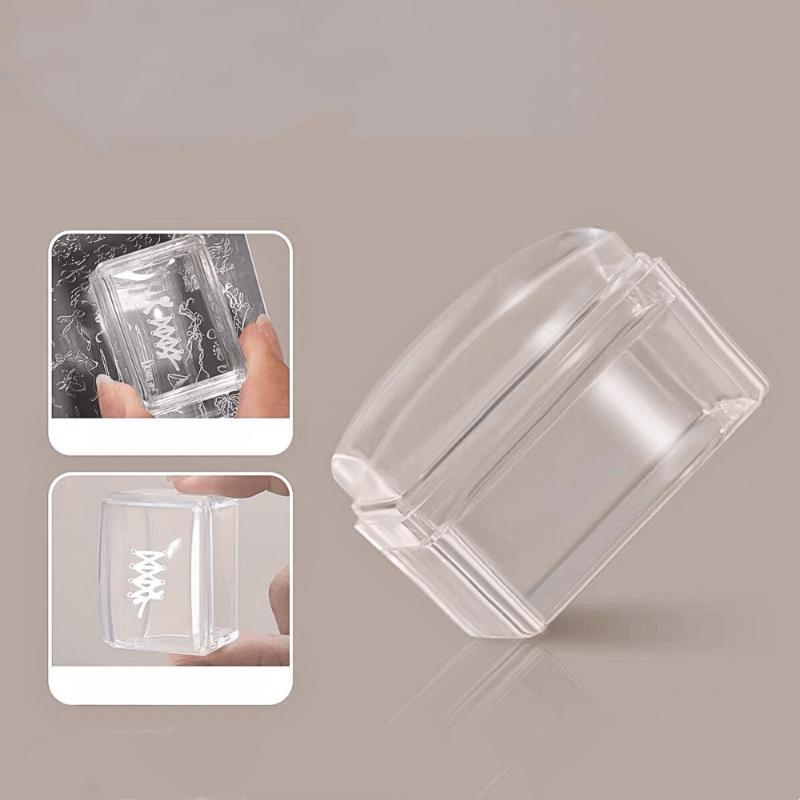 Clear Nail Art Silicone Stamp Erasable Reusable with Steel Transfer Plate Professional Manicure Tool for Beginners Artists