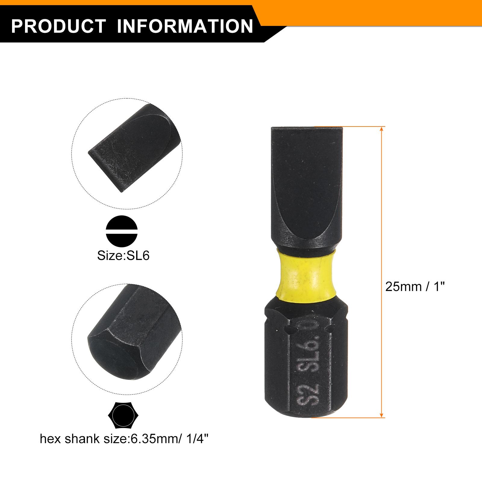 

2/4/8pcs Slotted Screwdriver Bit SL3/SL4/SL5/SL6 1/4 Hex Shank 25mm/1 Magnetic Flat Head Hex Bits S2 Steel Screw Driver Bit 2pcs