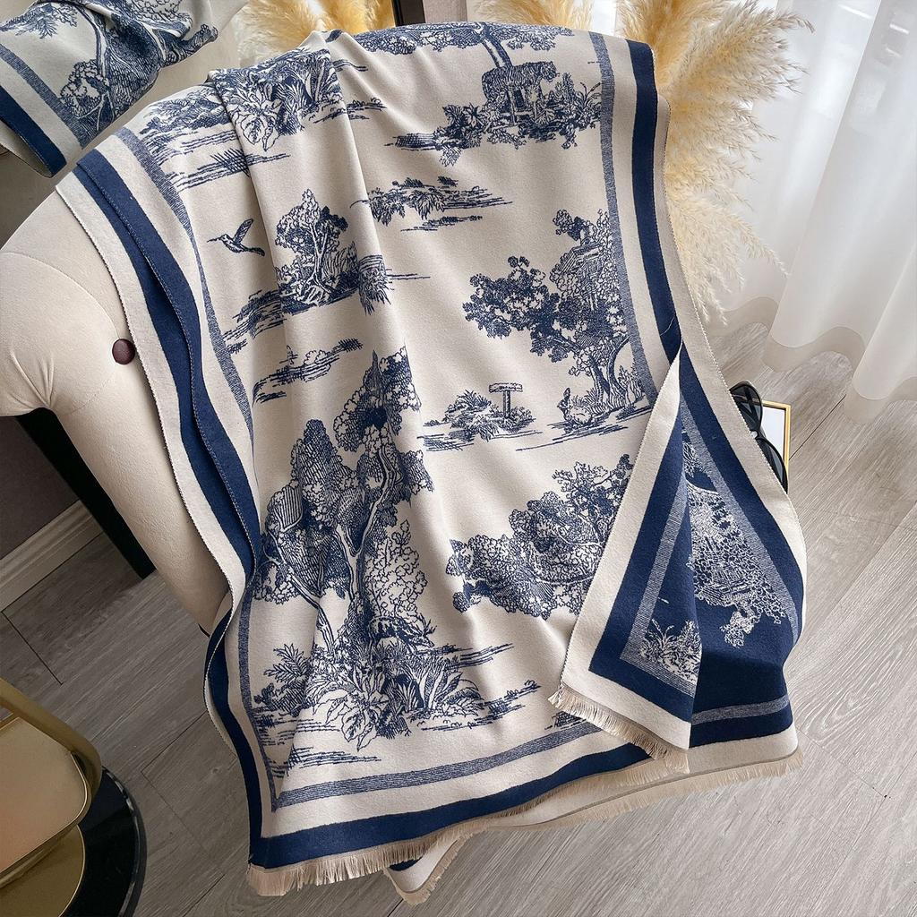 Fashion Warm Scarf Women'S Winter High Sense Classic Color Temperament Big Shawl Scarf Light Luxury Autumn And Winter