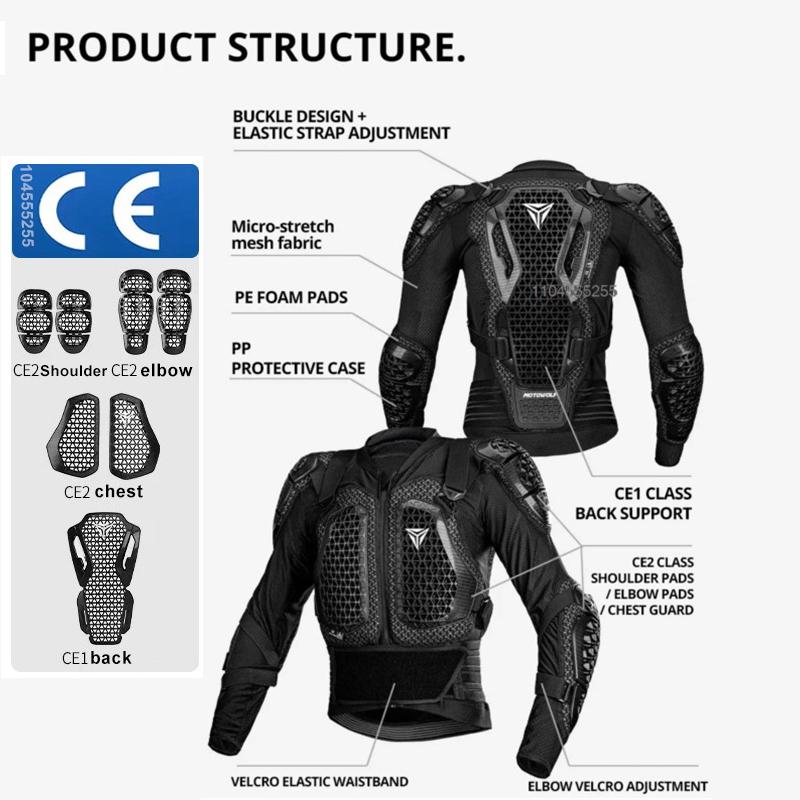 Motowolf Motorradjacke Herren Damen Protektorenjacke Motorrad Körper Schutz Motocross Jacke CE Zertifiziert Fahr Schutzkleidung