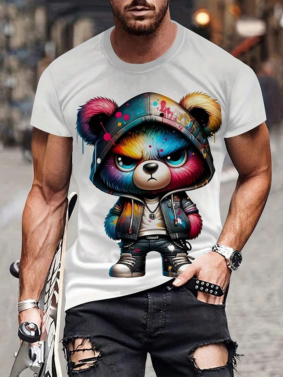 

Lip Print Pattern Unisex T-Shirt, Y2K Style, Summer Crew Neck Short Sleeve Retro Drop Shoulder Unisex T-Shirt L