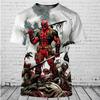 Pánské minimalistické 3D tričko Deadpool Marvel personalizovaný potisk Harajuku ležérní styl letní krátké prodyšné a pohodlné