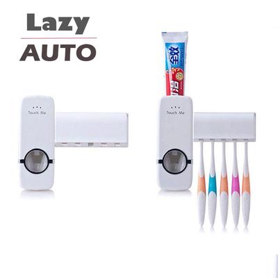 Auto Automatic Toothpaste Dispenser+5 Toothbrush Holder Set Wall Mount Stand New