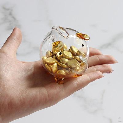 Clear Glass Pig Piggy Bank Money Desk Gift Ornament Saving Jar Box for Bedroom
