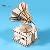 1 Sada DIY Retro Gramofon Model Kit Ručně vyráběné Dřevěné Puzzle Ručně poháněný Fonograf Stavebnice Řemesla Gramofon STEM Projekt Dětská Vzdělávací Hračka