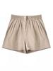 Women's Summer Washed Cotton Wide-Leg High Waist Shorts, Korean Style, Slimming, Solid Color, Versatile, Casual.