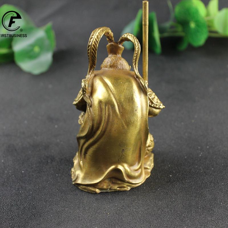 Antique Gold Brass SunWuKong Monkey King Figurines Retro Office Desktop Decoration Miniature Car Ornament Bronze Home Decor