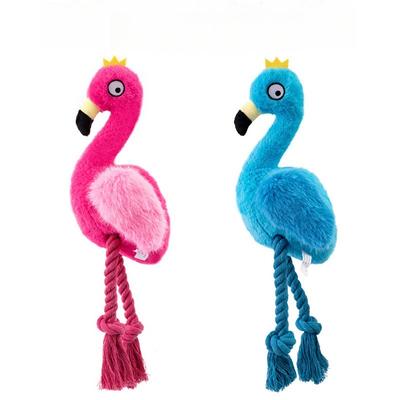 New Pet Toy Plush Flamingo Educational Voice Tug of War Interactive Cotton Rope Dog Toy