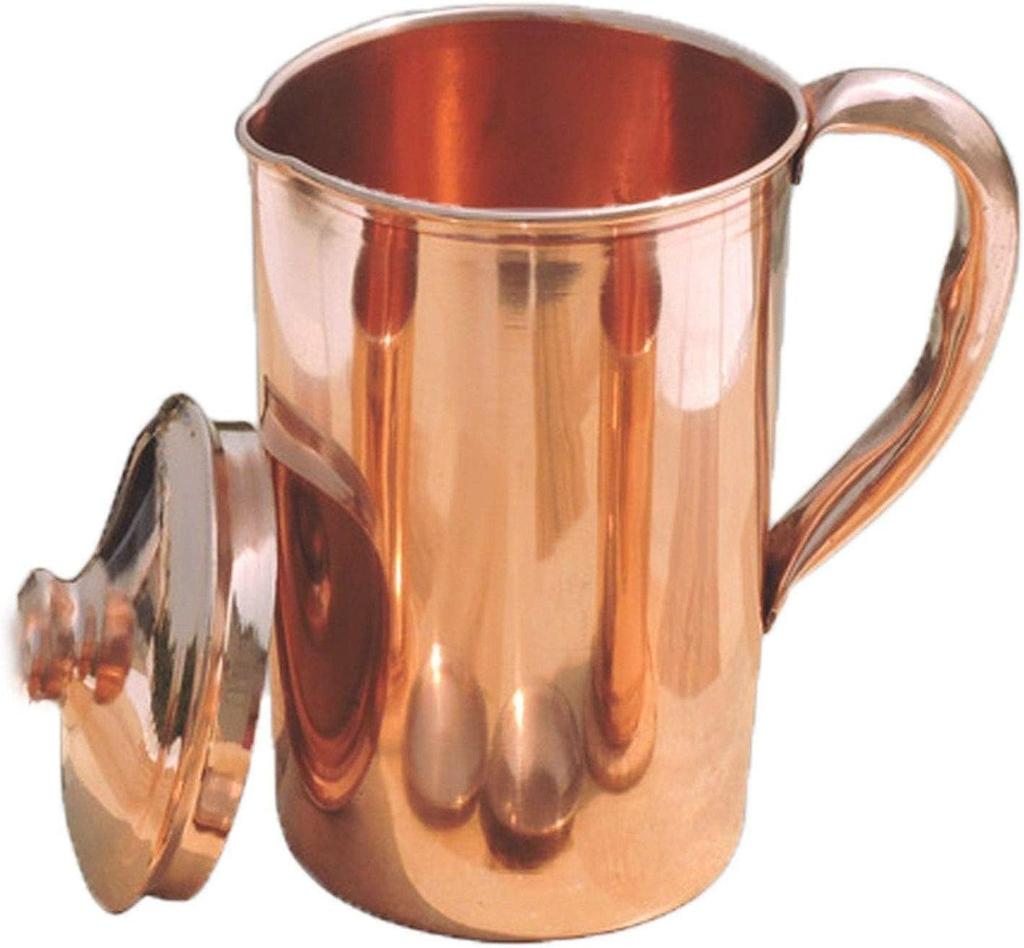 TreegoArt Pure Copper Water Jug Leak Proof Seam Less Smooth Finished Design For Storage Water, Home, Kitchen,Office,Gifts - 2 Liter