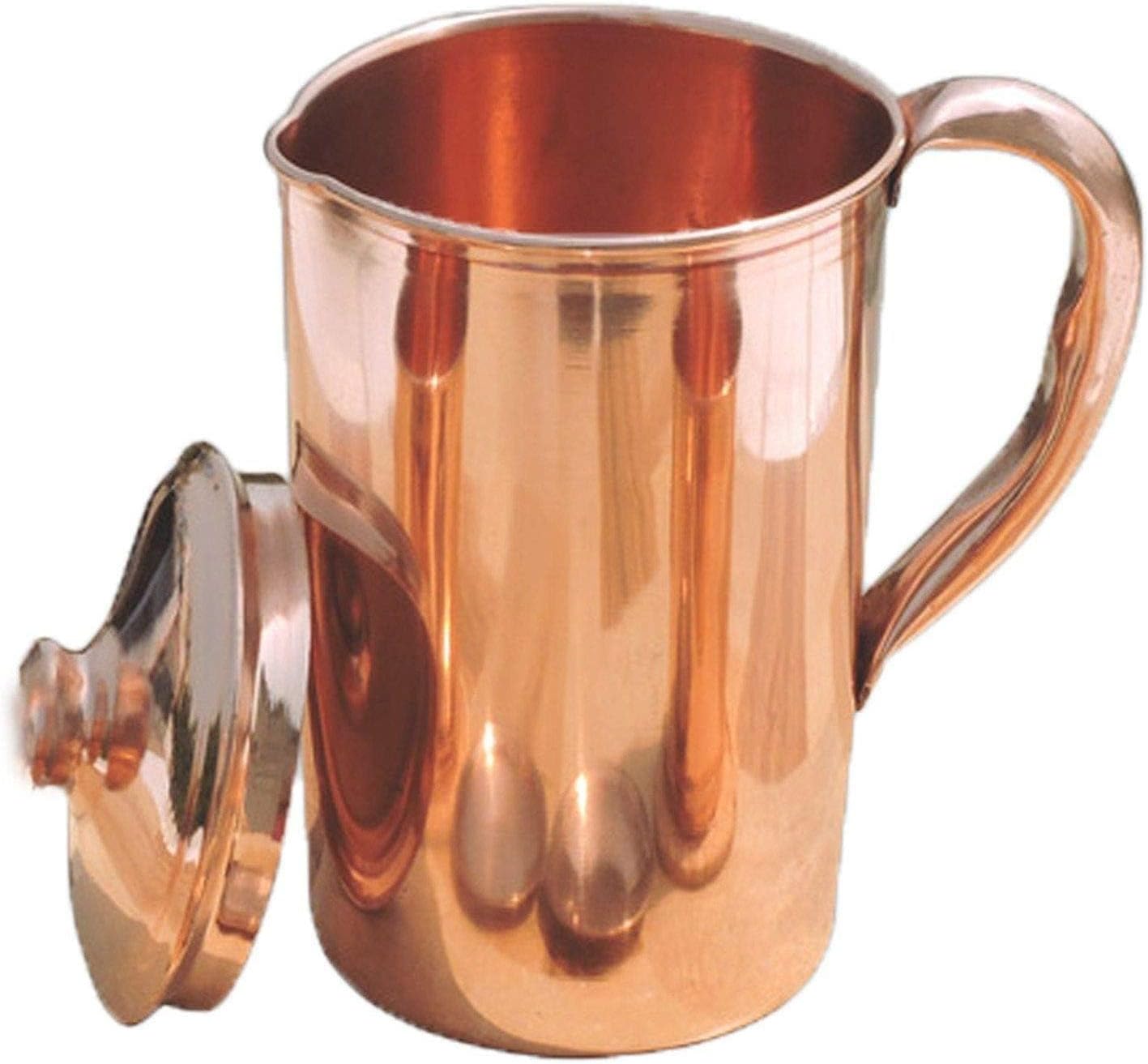 TreegoArt Pure Copper Jug with Lid Handmade Indian Copper Utensils for Kitchenware Serveware Pitcher - 1500 Ml Jug 1500 Ml