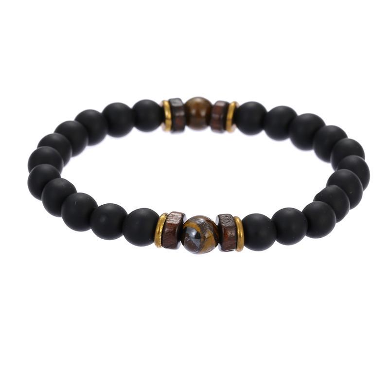 Volcanic and Black Iron Stone Couple Bracelets - Shining Gemstone Style.
