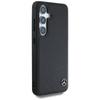 Mercedes Leather Horizontal Case         Debossed Curves Magsafe For Samsung Galaxy S25 Black