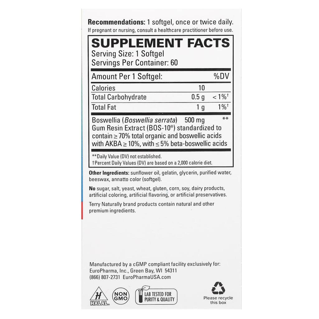 Bosmed 500, Advanced Boswellia, Extra Strength, 60 Softgels (500Mg Per Softgel)