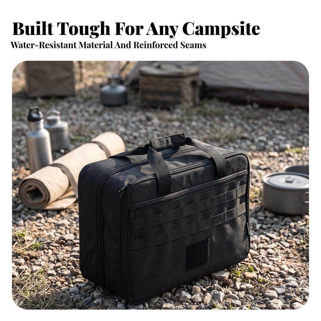 Heavy-Duty Camping Cookware Organizer Padded Storage Bag Portable